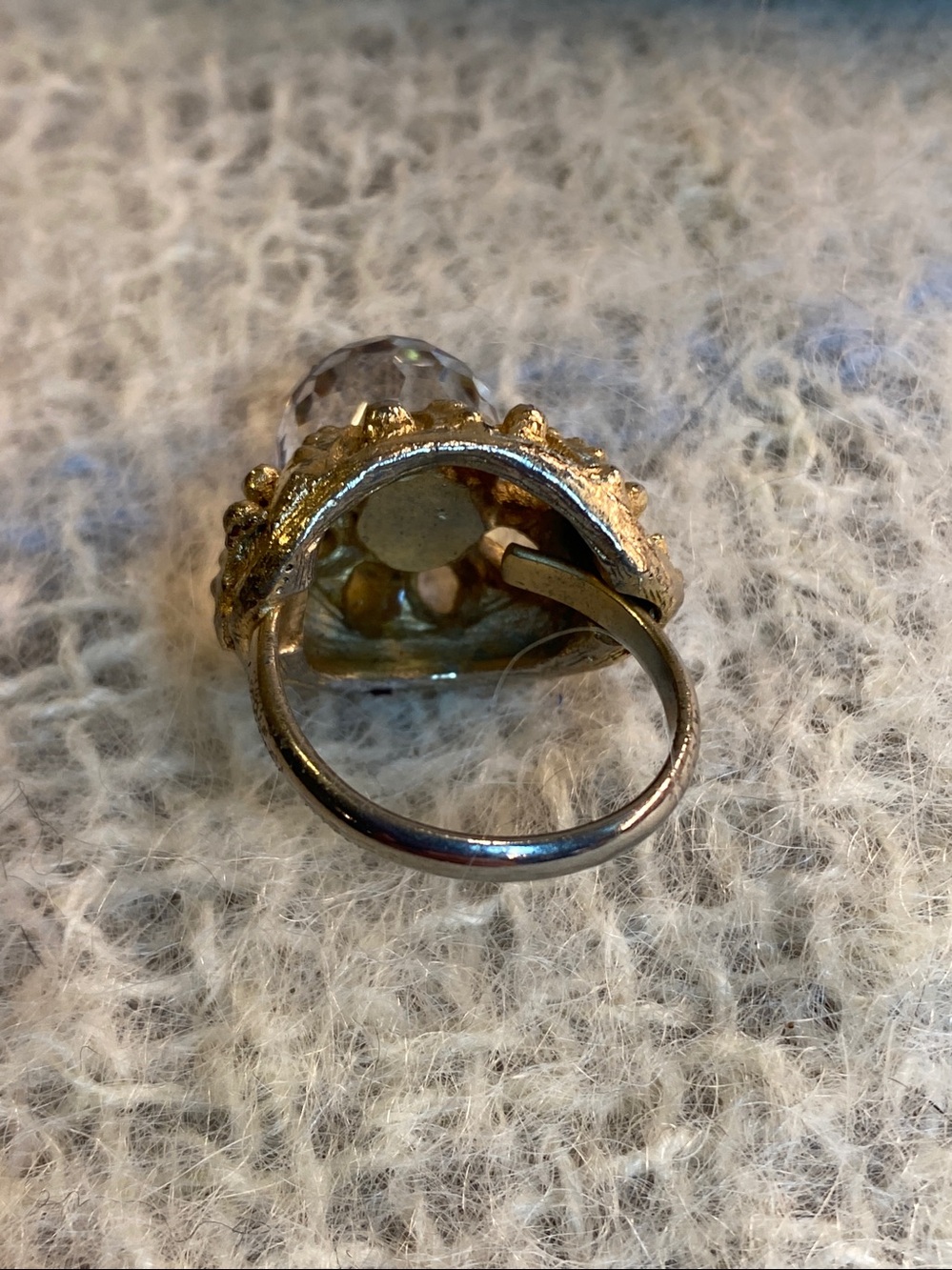 Vintage Adjustable Aurora Crystal Cocktail Ring – Statement Ring Size 6-8 - Picture 5 of 6